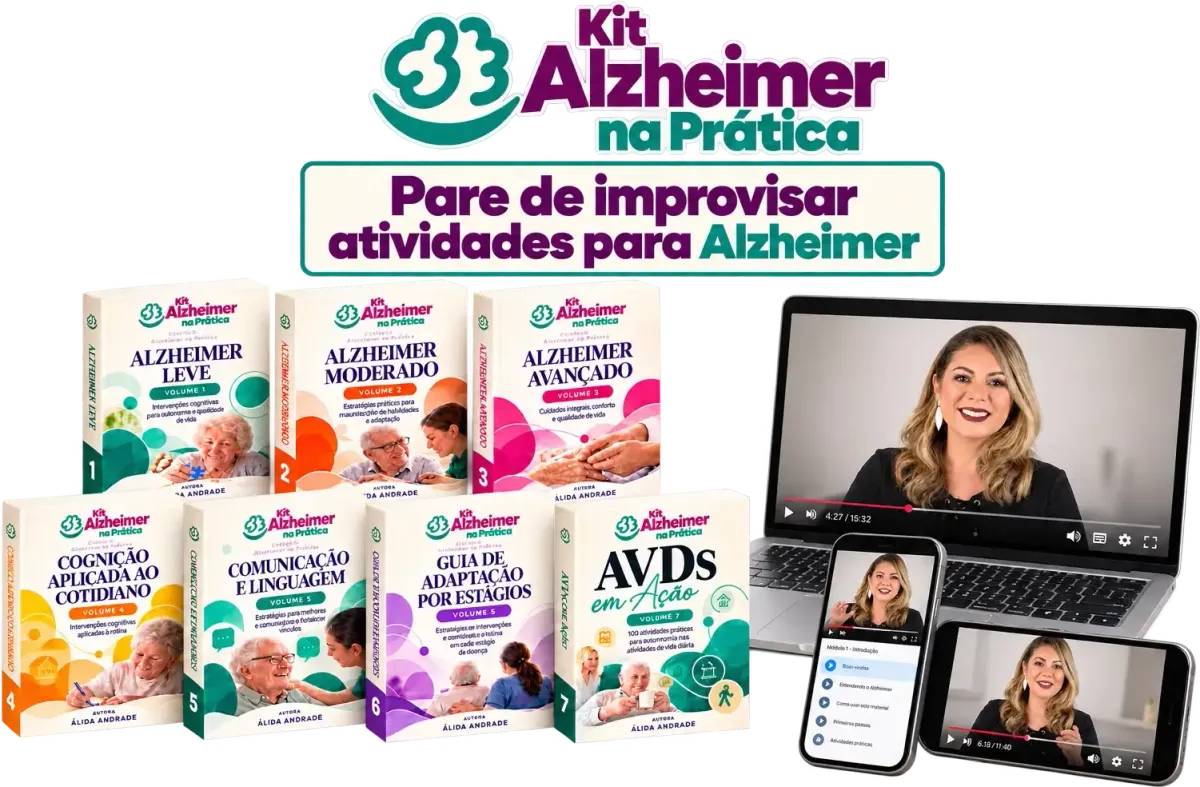 Kit Alzheimer na Prática completo: os 7 volumes e as aulas no notebook e no celular